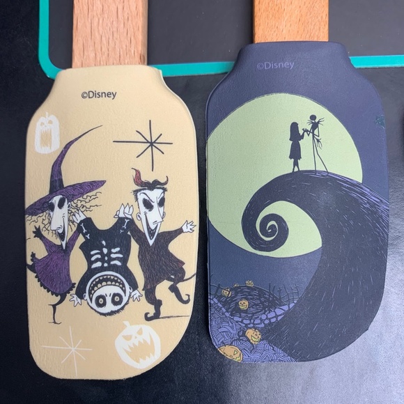 Nightmare Before Christmas Mini Spatula Set of 4 Multi Colored Silicone Wood NEW - Picture 2 of 5